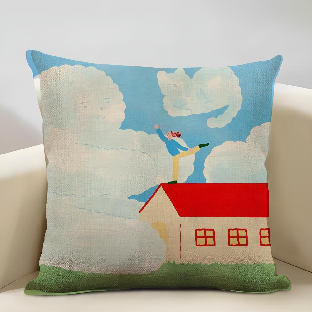 Illustrationen von Liebe und Beziehungen im Alltag Kissenbezug Haushaltsdekoration Leinen Sofa Kissenbezug: Hautfreundlich