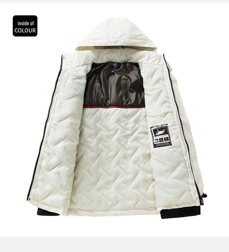 Men's 2025 Winter Color Block Windproof Hooded Cotton Jacket