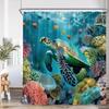 Sea Animals Shower Curtain 3D Dolphin Turtle Octopus Jellyfish Undersea World Bathroom Decoration Kids Polyester Bathtub Curtain