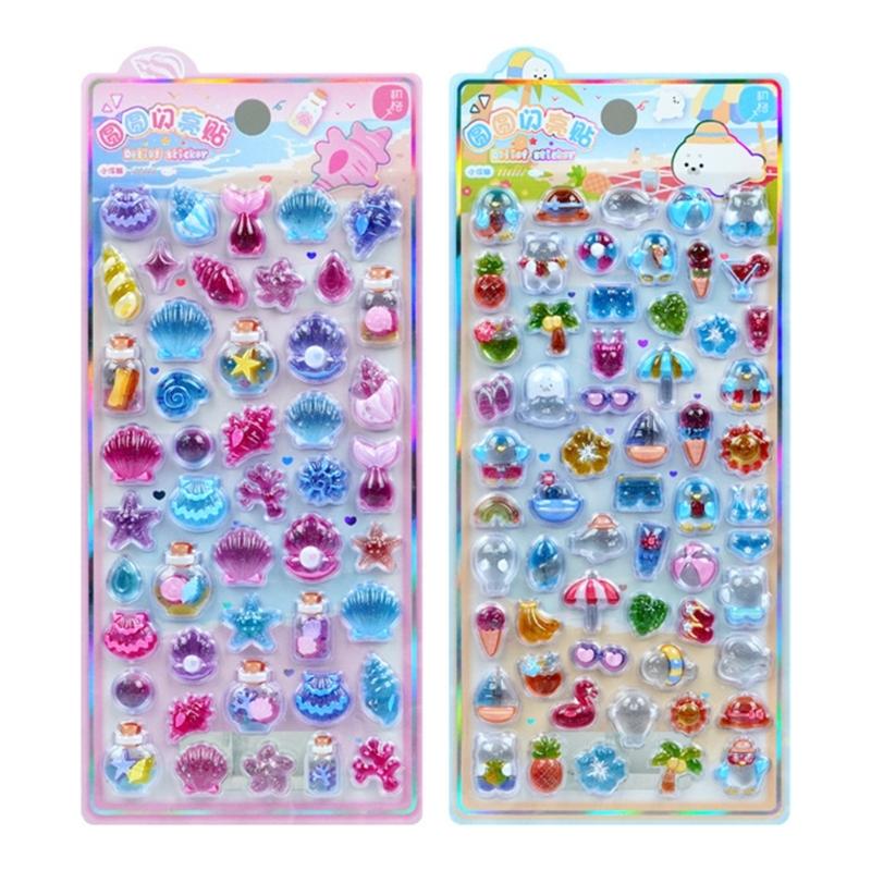 Cartoon Embossed PVC Sticker for Kid Wall Door Scrapbooking Journal Planner Phone Case Laptop Children Reward Sticker
