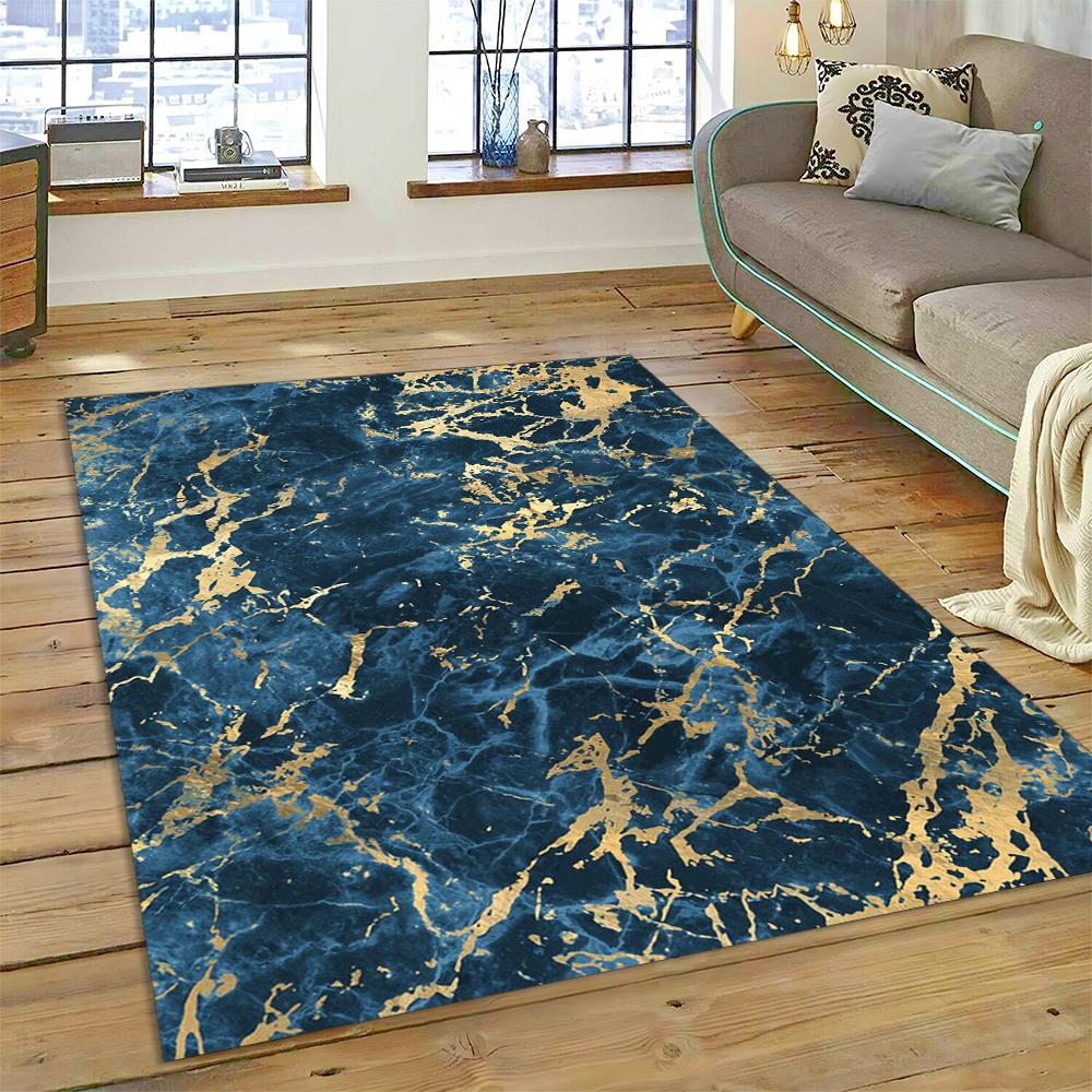 3D Barevná Mramorová Mapa Světa Modrá Zelená Zlatá Koberec Kobereček pro Domov Obývací Pokoj Ložnice Pohovka Rohožka Dekor, Dětský Koberec Protiskluzová Podložka