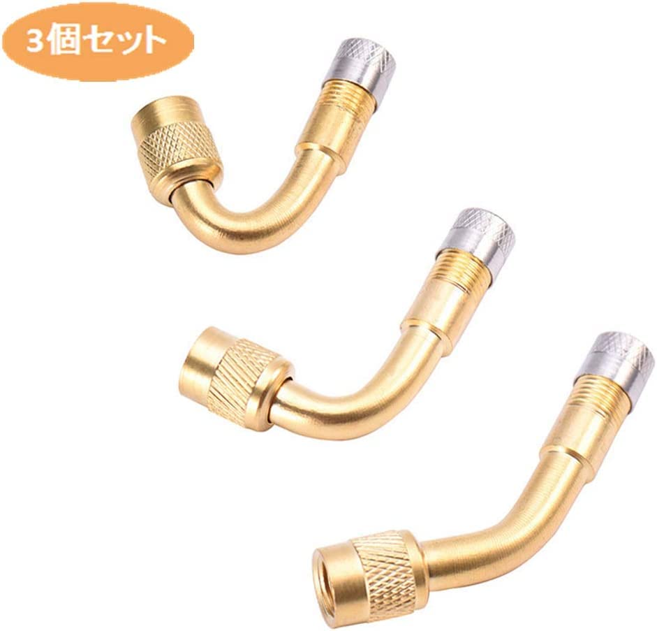 YFFSFDC Motorcycle Air Valve 45°+ 90°+ 135° Extension L Shape Air Valve for Motorcycle Air Valve (3 Pack) (Gold)