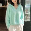 Women's Solid Color Hooded Cashmere Wool Knit Sweater - Long Sleeve Base Layer for Autumn & Winter