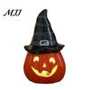 Small Ceramic Halloween Figurine Tealight Holder, Lighted Ghost Pumpkin with Cute Room Decoration Witch Hat, Tiered Tray Tabletop Decor for