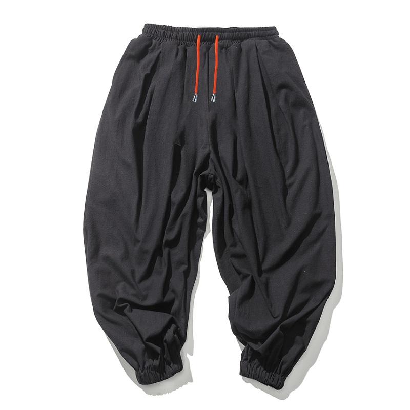 Men's Loose-fit Harem Pants, Elastic Drawstring Waist, Non-stretch Casual Lantern Trousers, Lightweight Quick-dry