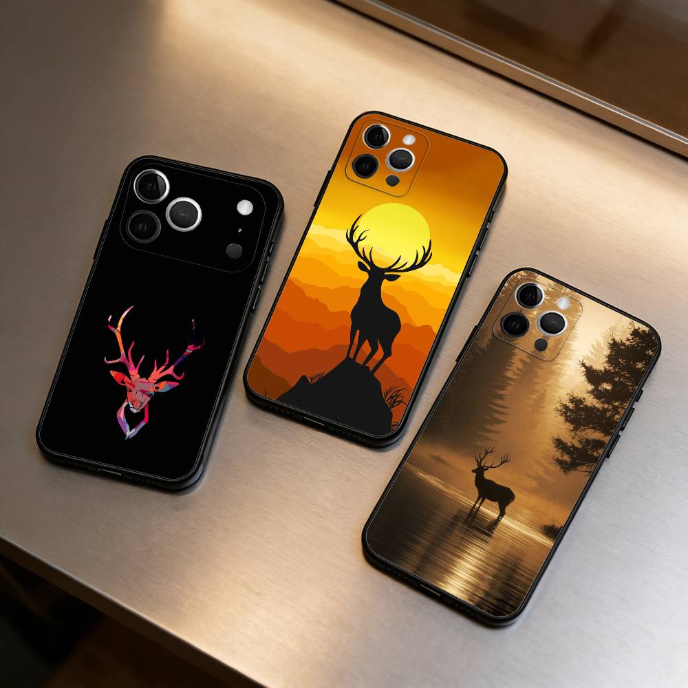 D-Deer-ER Weiche Silikon-Schwarze Hülle, Handyhülle für iPhone 17,16,15,14,13,12,11 Plus,Pro Max,XS