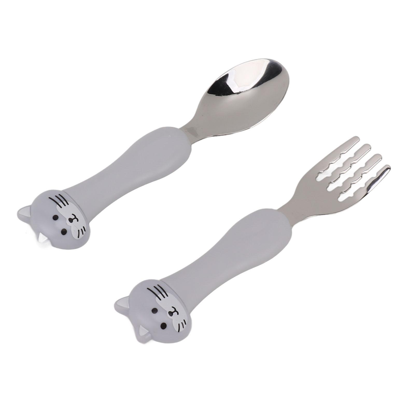 

Baby Fork Cute Cartoon Shaped Spoon PP Handle Stainless Steel Tableware for Children Feeding Training Cat