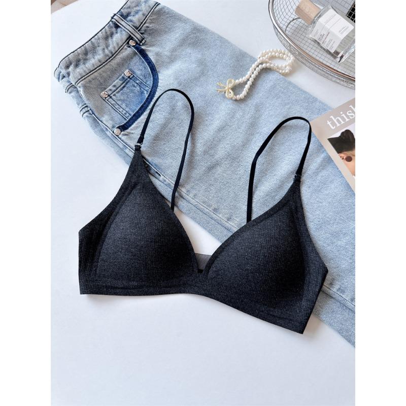 Women Sexy Deep V Mesh Neckline Backless Wireless Thin Triangle Cup Beauty Back Bra