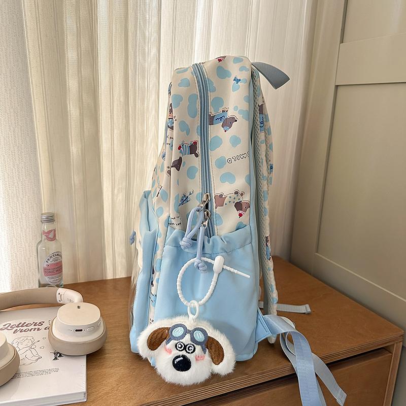 Dog Printed Backpack Student Lightweight Schoolbag Girls Large Capacity Backpack