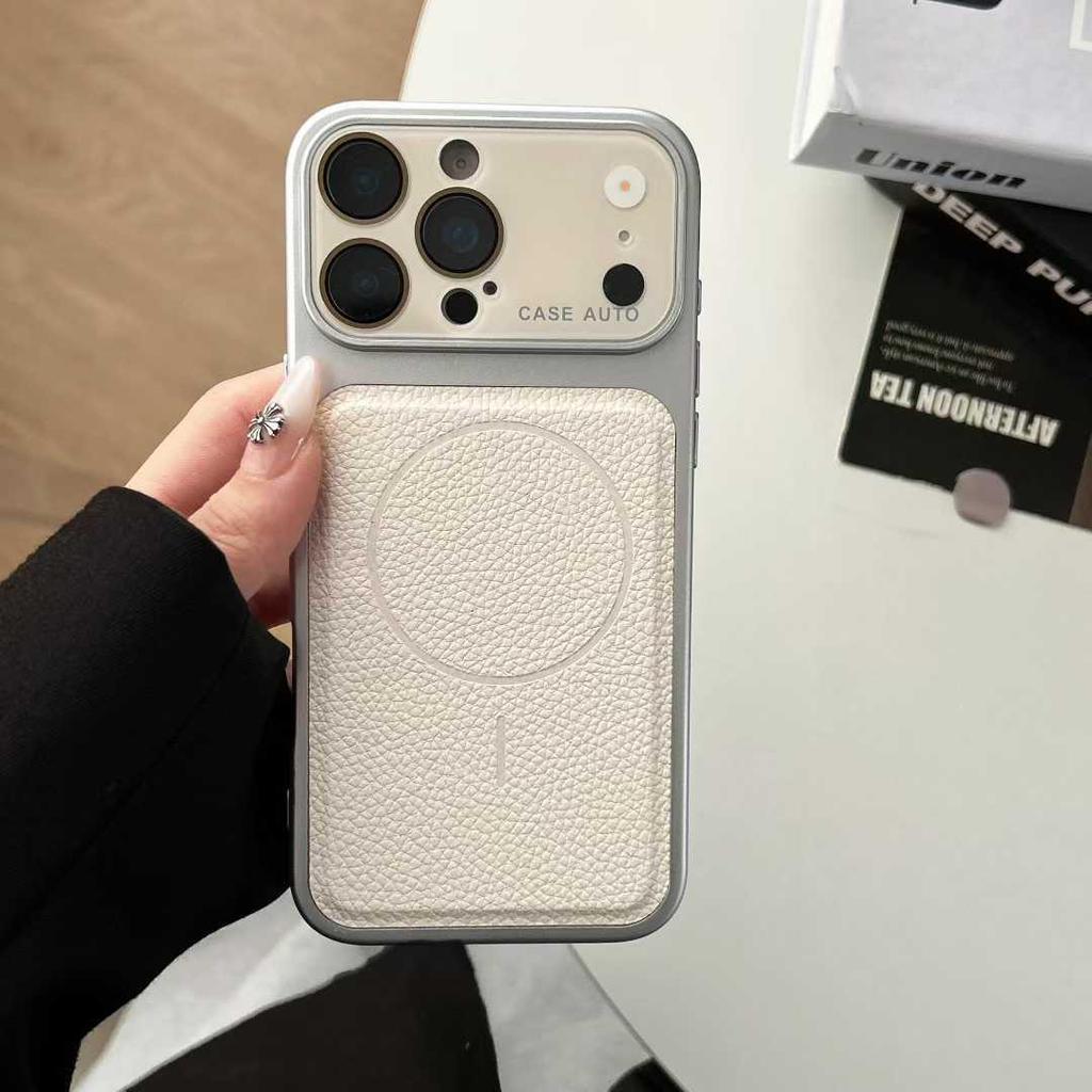 UDILIS Lychee Pattern Magnetic Case for iPhone 15 Pro - Crystal Lens Protection and High-End Feel