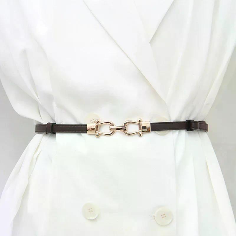 Ladies Adjustable Thin Belts Women Fashion Coat Dress Waist Belt Metal Hook Buckle Waistband Elegant Style