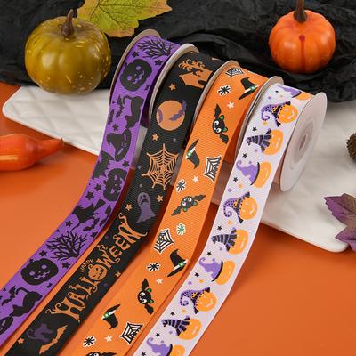 High Tenacity Good Price 3/8 5/8 1 Inch Grosgrain Happy Halloween Ribbons Merry Christmas Satin Ribbons Screen Printing Ribbon