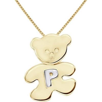 Kinderanhänger - LÉA &; ARTHUR - TEDDYBÄR - Gelbgold plattiert - 925 Silber - Buchstabe P