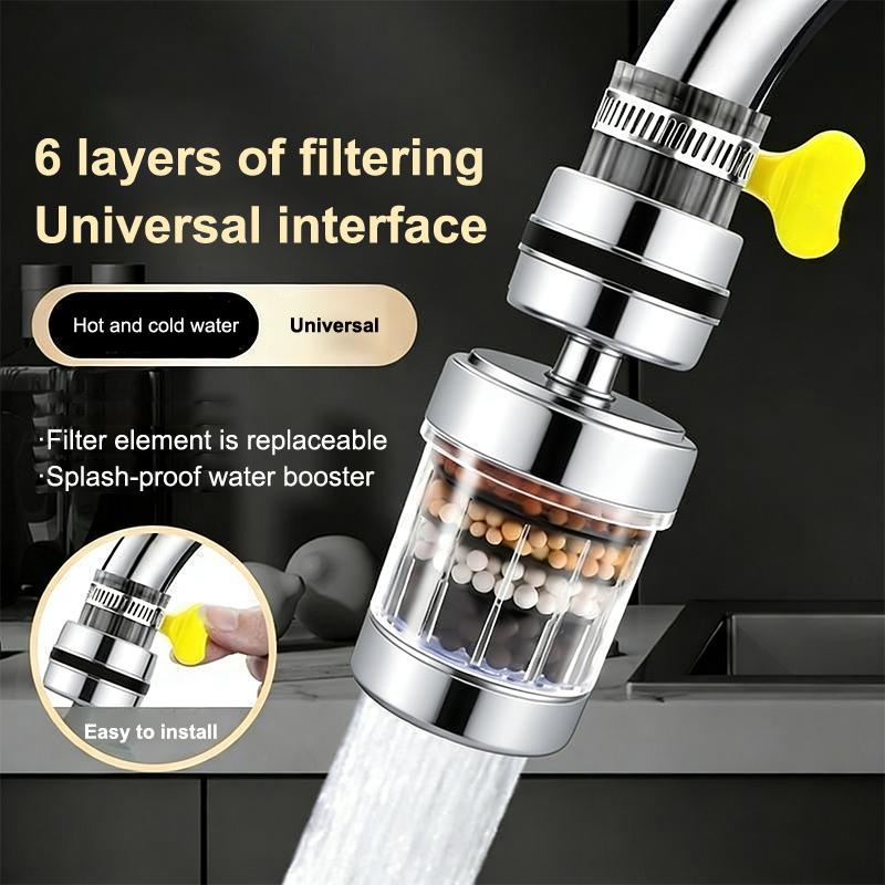 360 Degree Rotatable 6 Layers Faucet Filter Kitchen Tool Sink Bathroom Accessories Bubbler Filtration Faucet Splash-Proof Shower