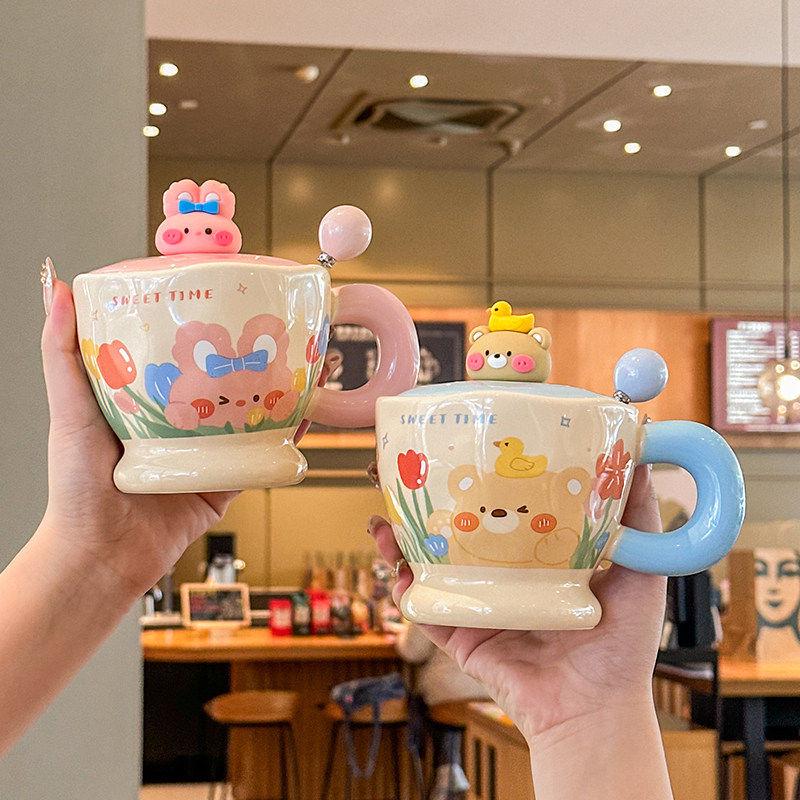 Adorable Rabbit Ceramic Mug Set: Birthday Gift for Girls - Couple Style Souvenir Water Cup with Gift Box