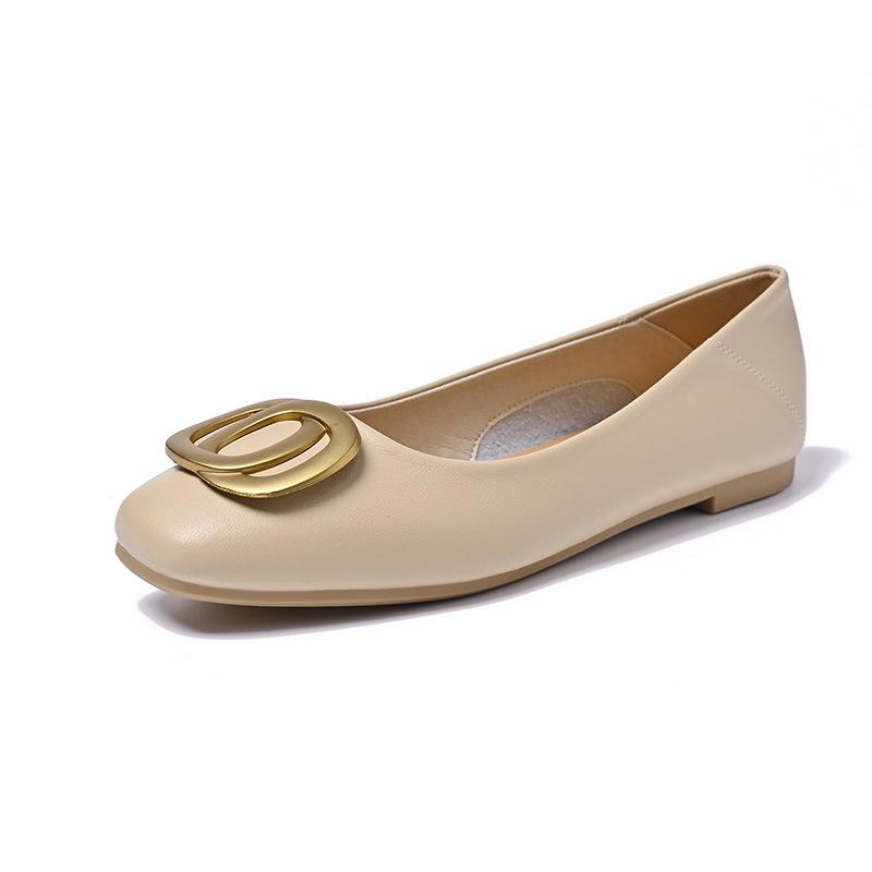 Women's Square Toe Soft Leather Flats - Spring 2025 Professional Work Shoes with Flat Heels, Genuine Leather