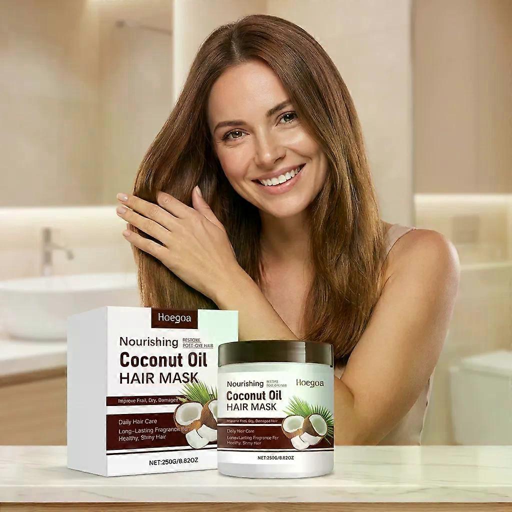 Coconut Oil Hair Mask, Moisturizing Deep Conditioning Hair Mask for Dry, Damaged Hair Treatment, Strengthen & Repair Hair, Reduce Frizz Breakage, Adds