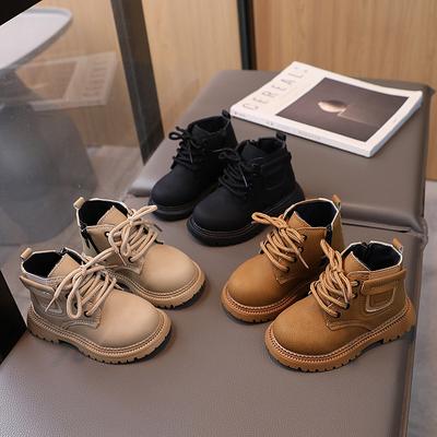Autumn and Winter New Classmate Girls Martin Boots Children's Boots Black Children's Leather Boots British Style Baby Single Boots