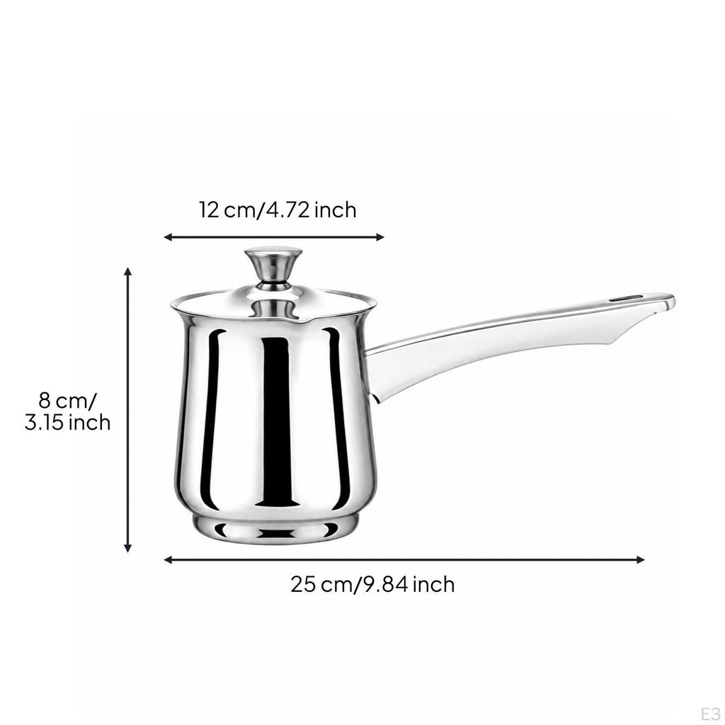Stainless Steel Turkish Coffee Pot with Lid Lidded Stovetop for Home