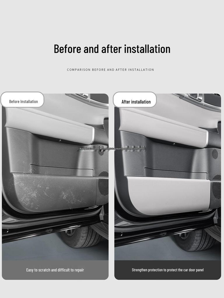 Equation Leopard Titanium 7 Car Door Kick Mats - Leather Anti-Scratch Protection Pads for Interior Modification.