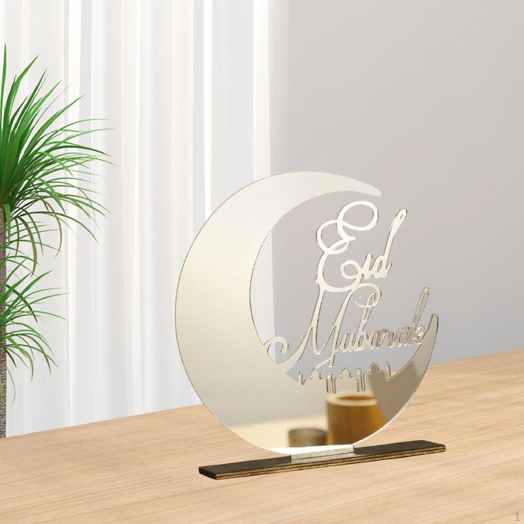 Eid Mubarak Decoration Acrylic Embellishment Portable Desktop Ornament Plaque for Bedroom Islamic