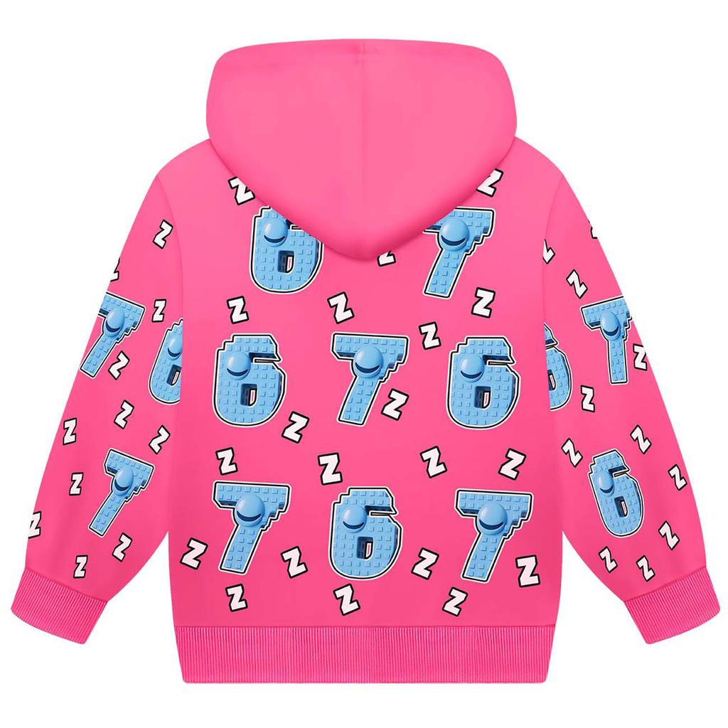 Modna dziecięca bluza z długim rękawem, nadrukiem i kapturem, luźna, dopasowana