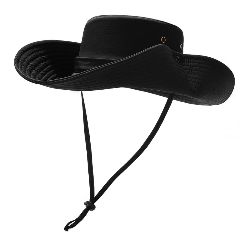 Four Seasons Fisherman Hat Men Women Western Cowboy Hat Breathable Outdoor Mountaineering Camping Fishing Big Brim Hat