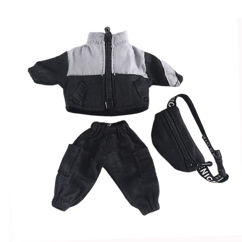 Obitsu 11 OB11 Size Outfit for Obitsu Doll 11cm Outfit Cargo and Waist Pouch Body, 3-Piece Set Coat, Pants, (5 Colors, Black)