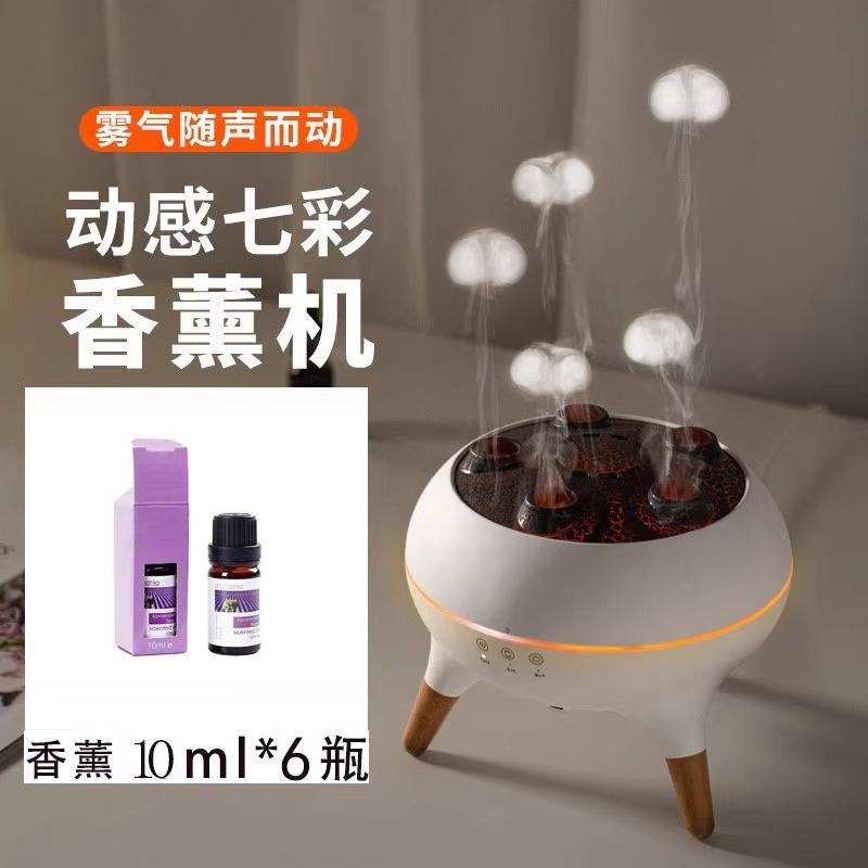 Jellyfish Projection Humidifier Aromatherapy Diffuser,Voice-Controlled Mist Mode with Ambient Light,Desktop Decorative Fragrance
