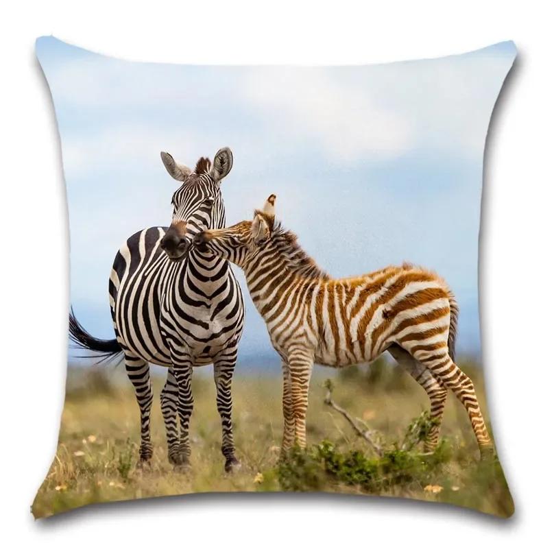 Cushion Cover for Home Decoration, Animal, Giraffe, Big Cat, Zebra, for Sofa, Chair, Car Seat, Friend, Bedroom, Gift