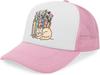 Schlafende Katze mit Blumen und Büchern Trucker-Mütze Polyester-Netz Baseballkappe Lässig für Erwachsene Geschenk