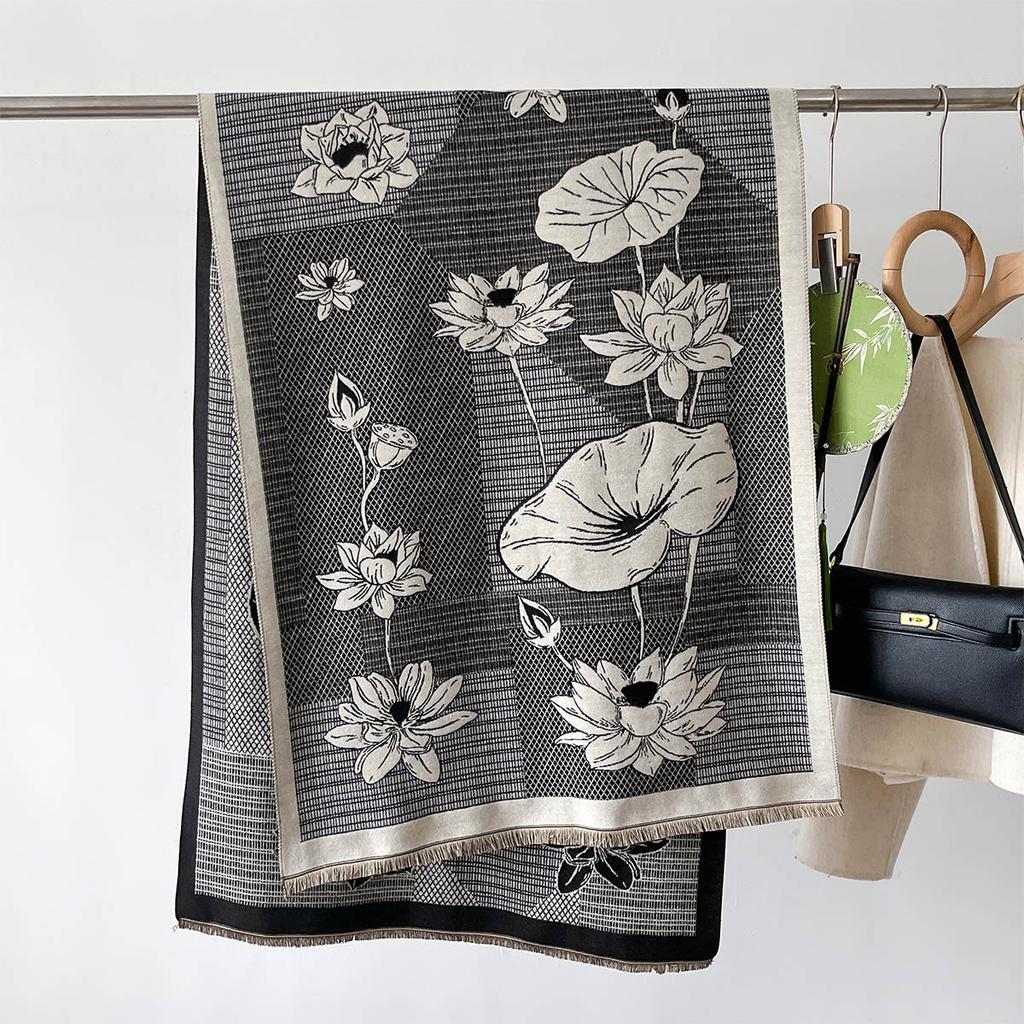 Winterschal für Damen Lang Warme Kaschmir-Imitation Schals Hijab Einfarbig Damen Stola Wickeltuch Weiblich Pashmina Bandana Kopftücher