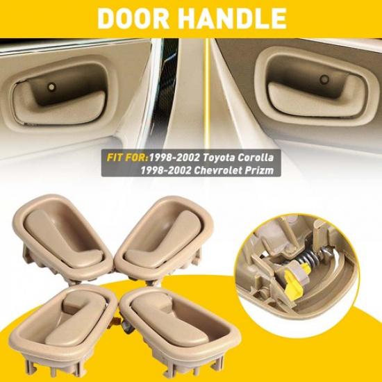 Front 4X Rear Interior Side Door Handle Beige For Panel 1998-2002 Toyota Corolla