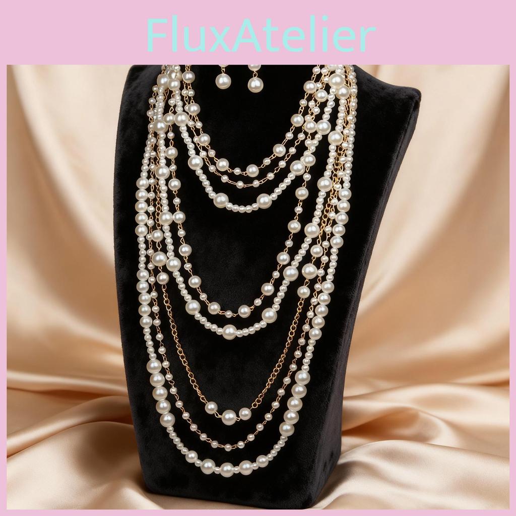 Fashionable Womens Pearl Necklace And Earring Collection With Multilayer Design For Office And Casual Wear