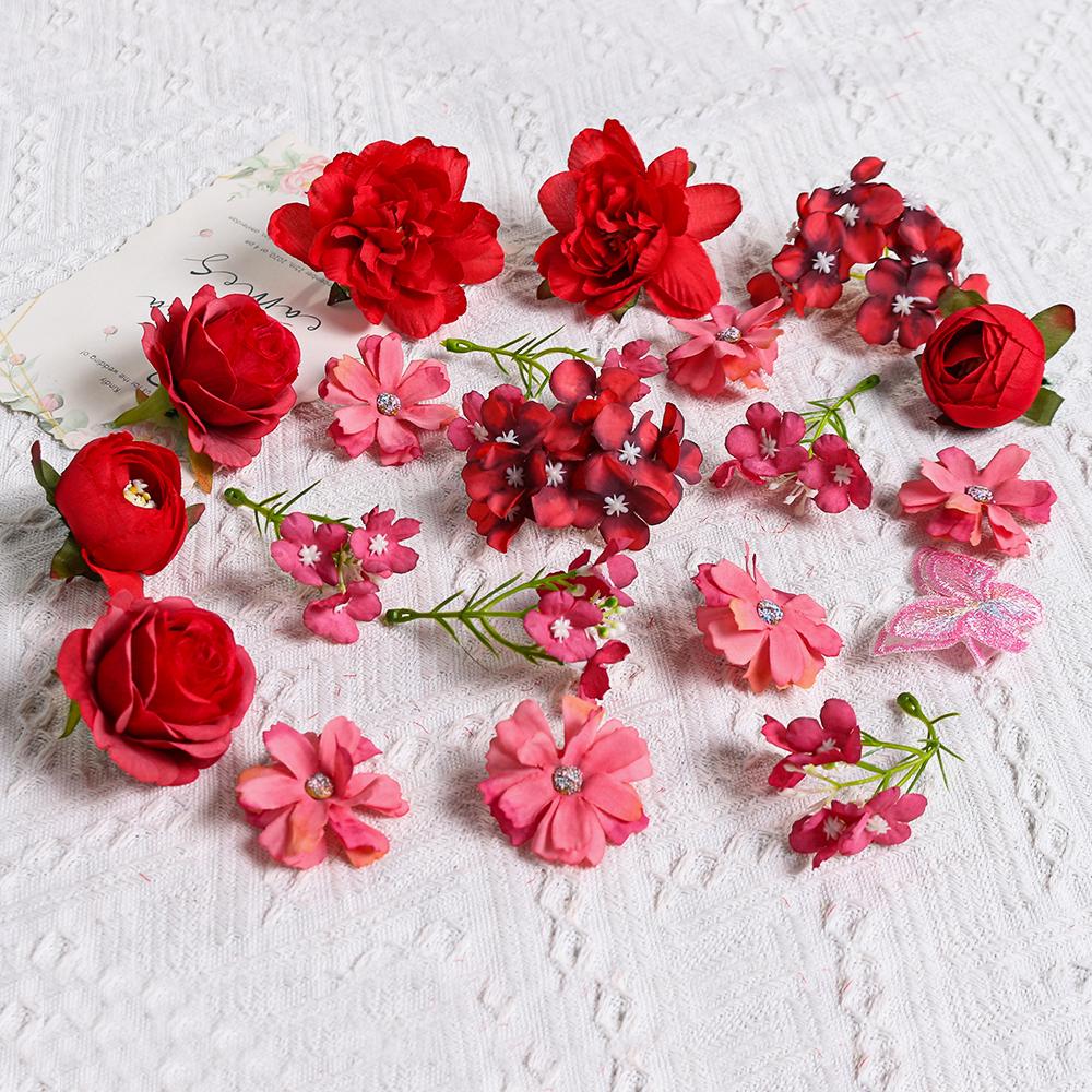 

20/17/18pcs Mixed Artificial Flowers Silk Rose Fake Flower For Home Decor Wedding Decoration DIY Craft Garland Gift Accessories