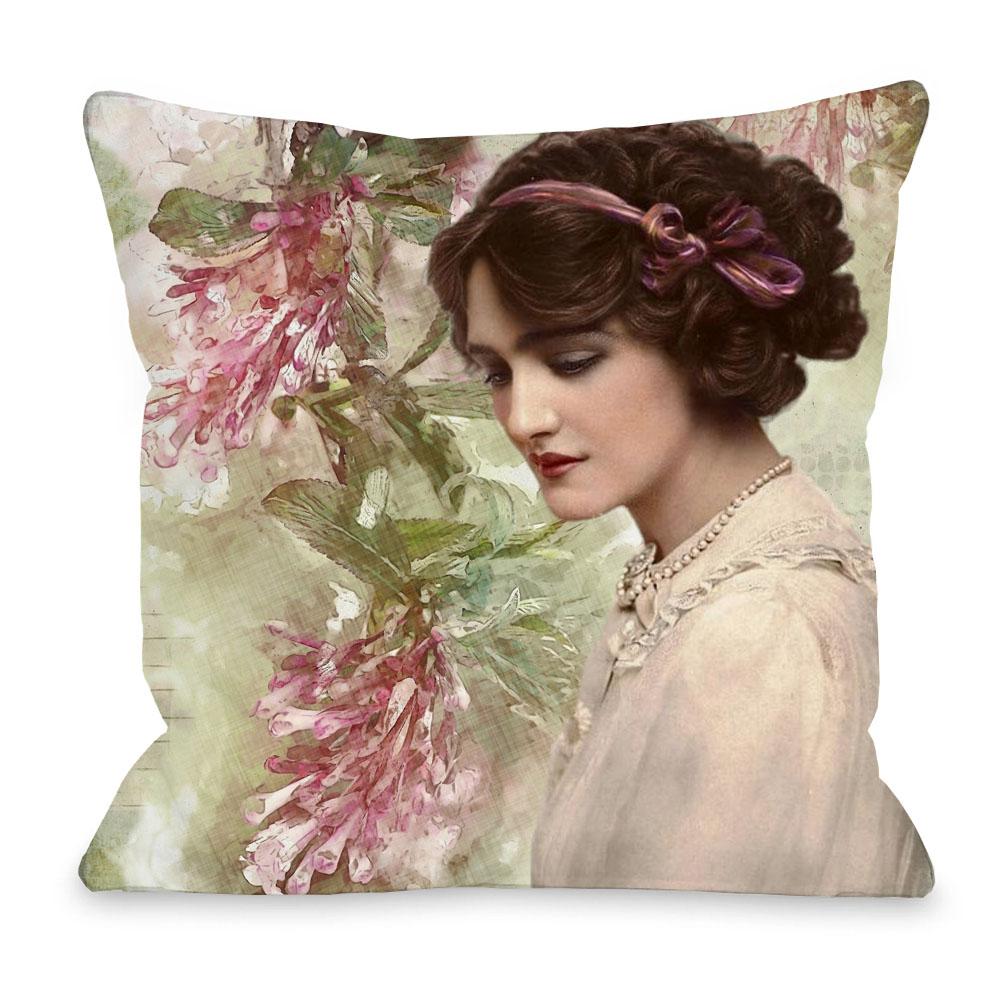 European Royal Court Lady Young Woman Portrait Painting Sofa Throw Pillowcase Rose Flower Home Decoration Art Cushion Cover