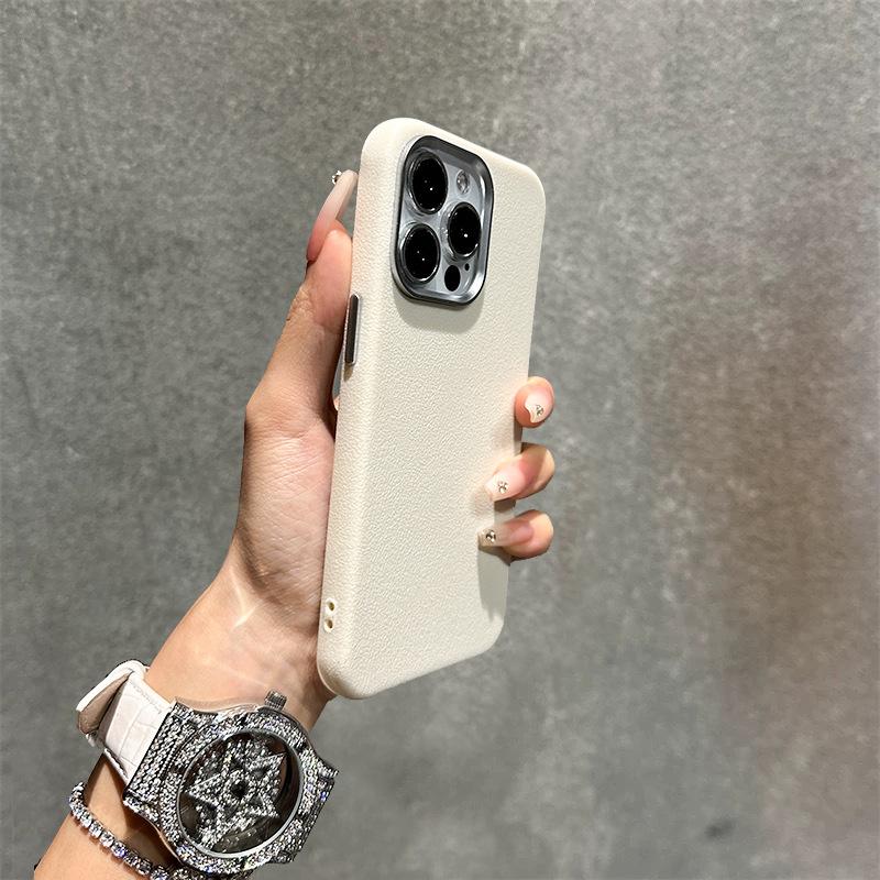 Simple Solid Color, Suitable for Apple 16PRO Phone Case, IPhone 15 Metal Leather Texture, 14 Large Holes, Couple Anti-drop, 13 Soft