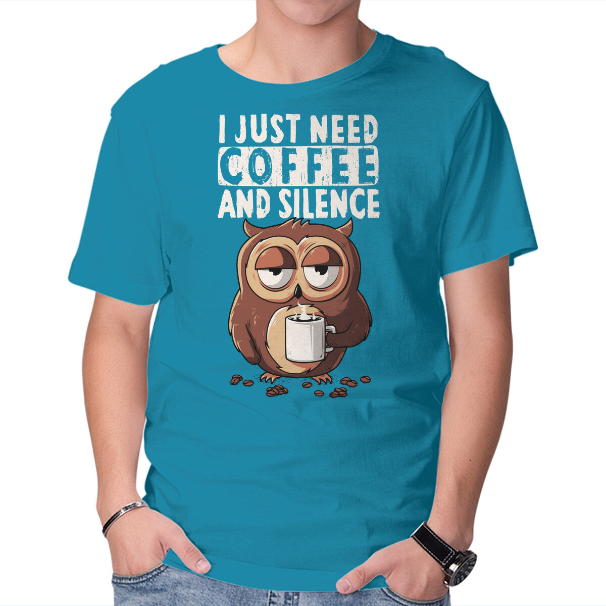 Unisex Crew Neck T-Shirt Need Coffee Graphic Short Sleeve Casual Tee L