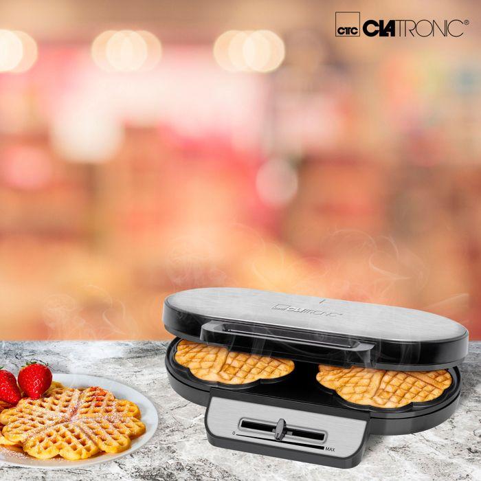 Clatronic WA 3745 Double gaufrier inox, noir