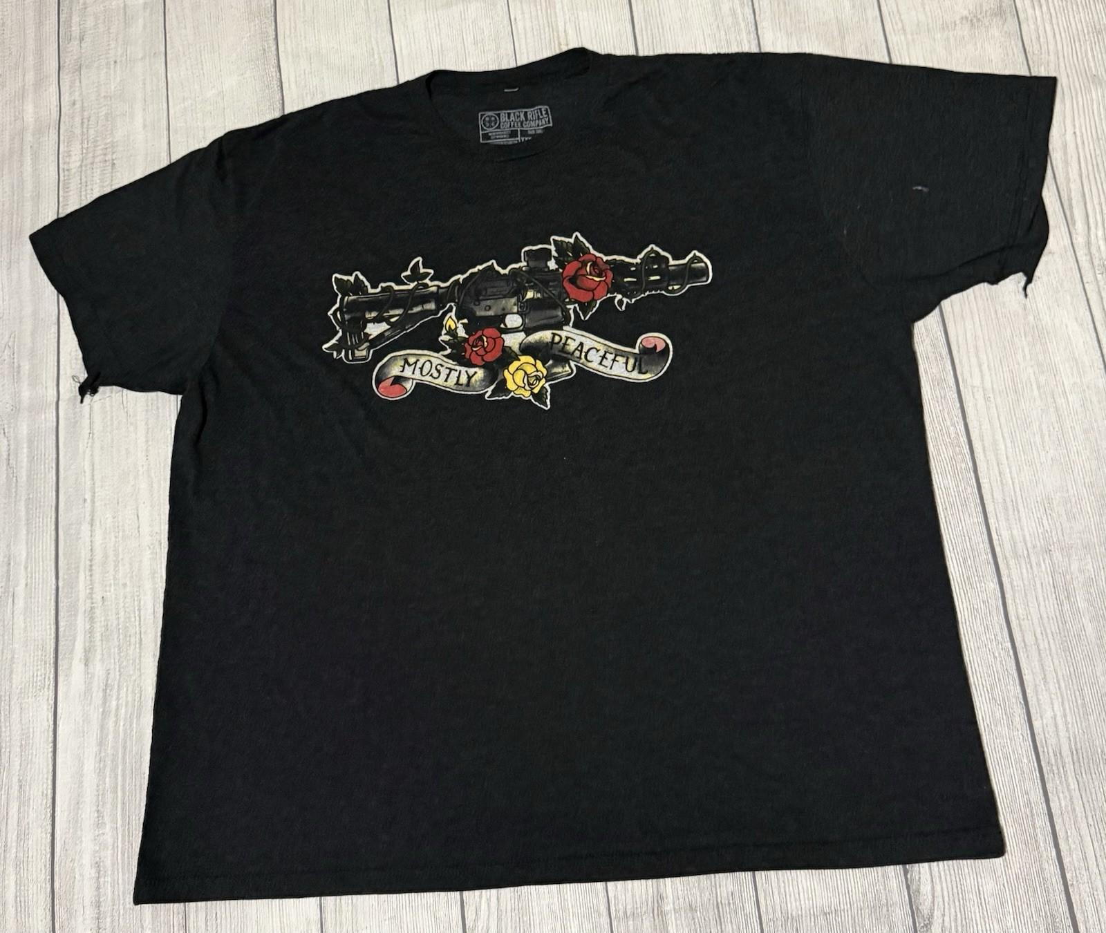 Mostly Peaceful Black Rifle Coffee Co Graphic T-Shirt Size 3XL XXXL XXL