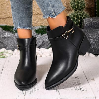Fashion Block Heel Booties Women's Fashion Pointed Toe Side Pull Soft Sole Anti-slip Wear-resistant High Heel Boots