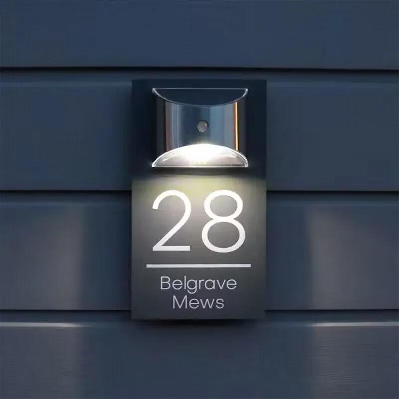 Solar-Powered Custom House Number Plaque with LED Lights