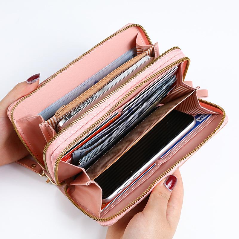 1Pc New Wallet, Women's Long Zipper Wallet, Fashionable Embossed Large-capacity Mother's Mobile Phone Change Clutch Bag