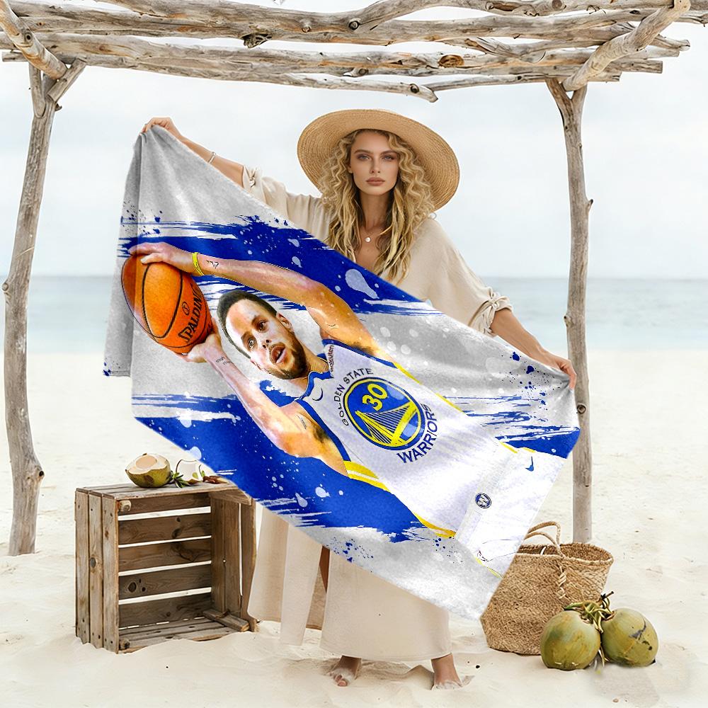 Golden State Warriors Beach Towel Super Soft & Absorbent Comfortable Lightweight Suitable for Sports, Travel, Swimming, Yoga, Bathroom, Beach, And Poo