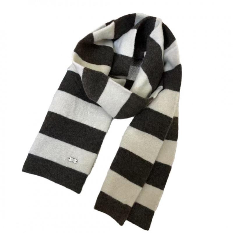 Versatile Casual Warm Contrast Color Scarf Student Knitted Striped Color Matching Korean Couple Scarf