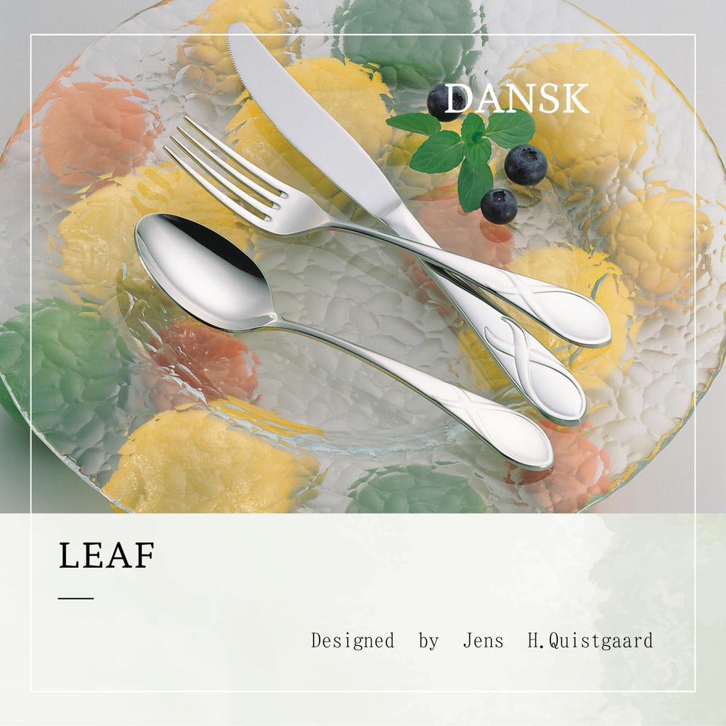 Dansk LEAF Cutlery Dinner Stainless Made in Dishwasher Scandinavian Perfect Gift for Weddings and Baby 595020 Set, 8-Piece Set, Steel, Japan, Safe,