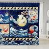 Kids Japanese Geisha Shower Curtain Boys Girls Cherry Blossoms Bathroom Shower Curtain Set Japanese Style Bath Curtain