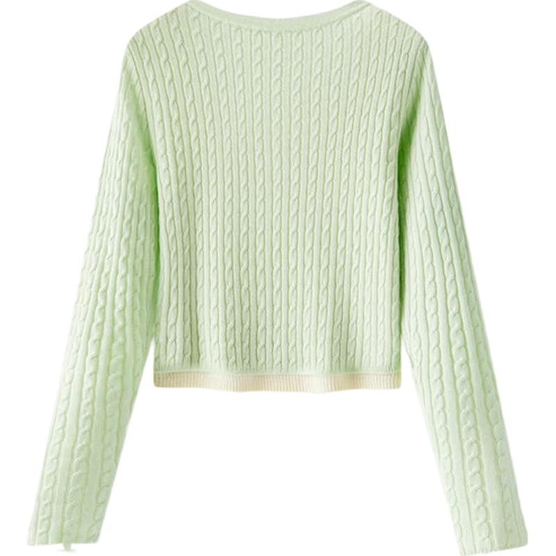 

Semir Women s 2025 Spring Round Neck Short Faux Two-Piece Slim Fit Sweater XL