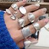 Anelli Cuore Geometrico Scintillanti in Argento Sterling 925 per Donna Semplice Moda Coreana Anello Aperto Regolabile Fatto a Mano Regali per Coppia