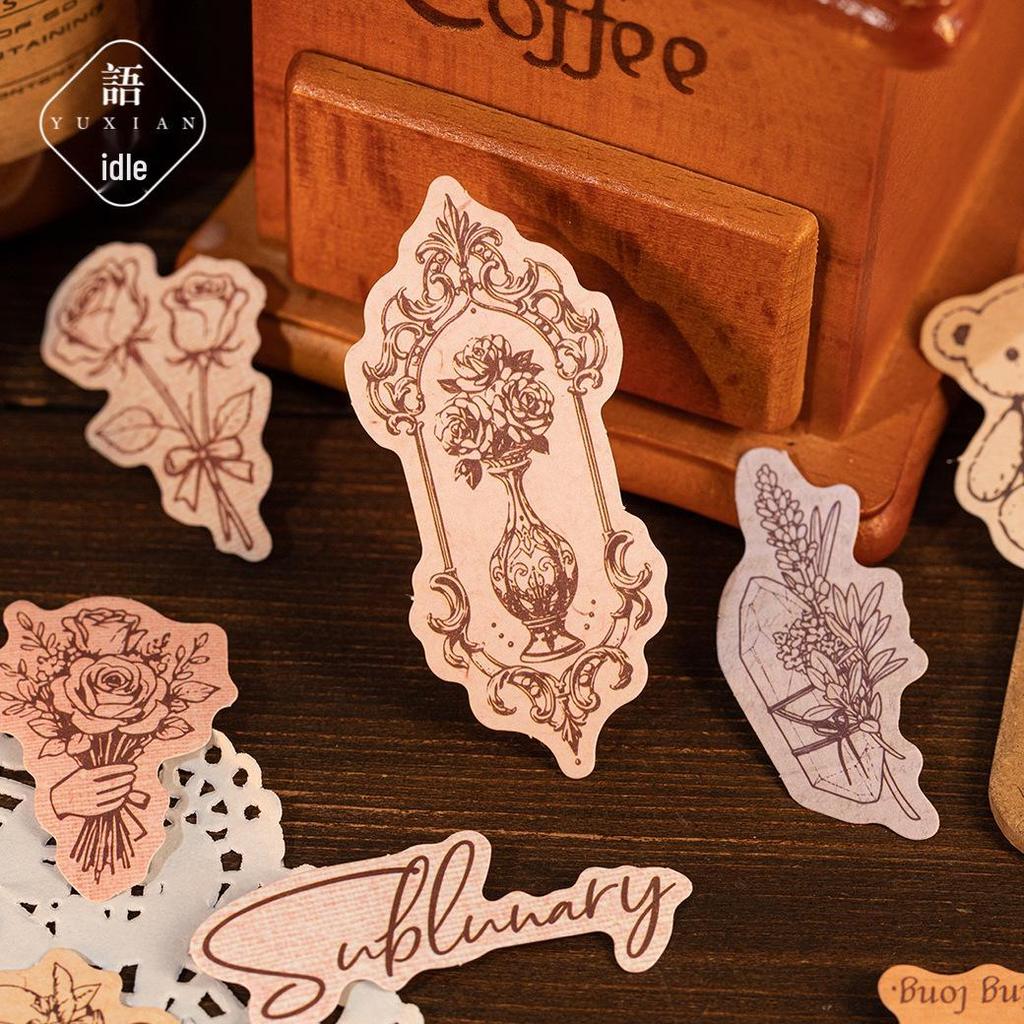 Yuxian Flowing Years Retro Sticker Pack: 30 Sheets, 4 Styles for Journals & Collages.
